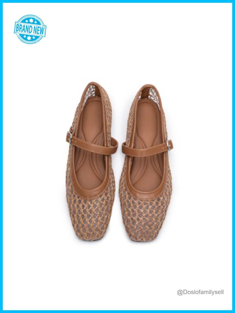 Woven Mesh Ballet Flats Closed Toe Buckle Strap Comfortable Casual Shoes